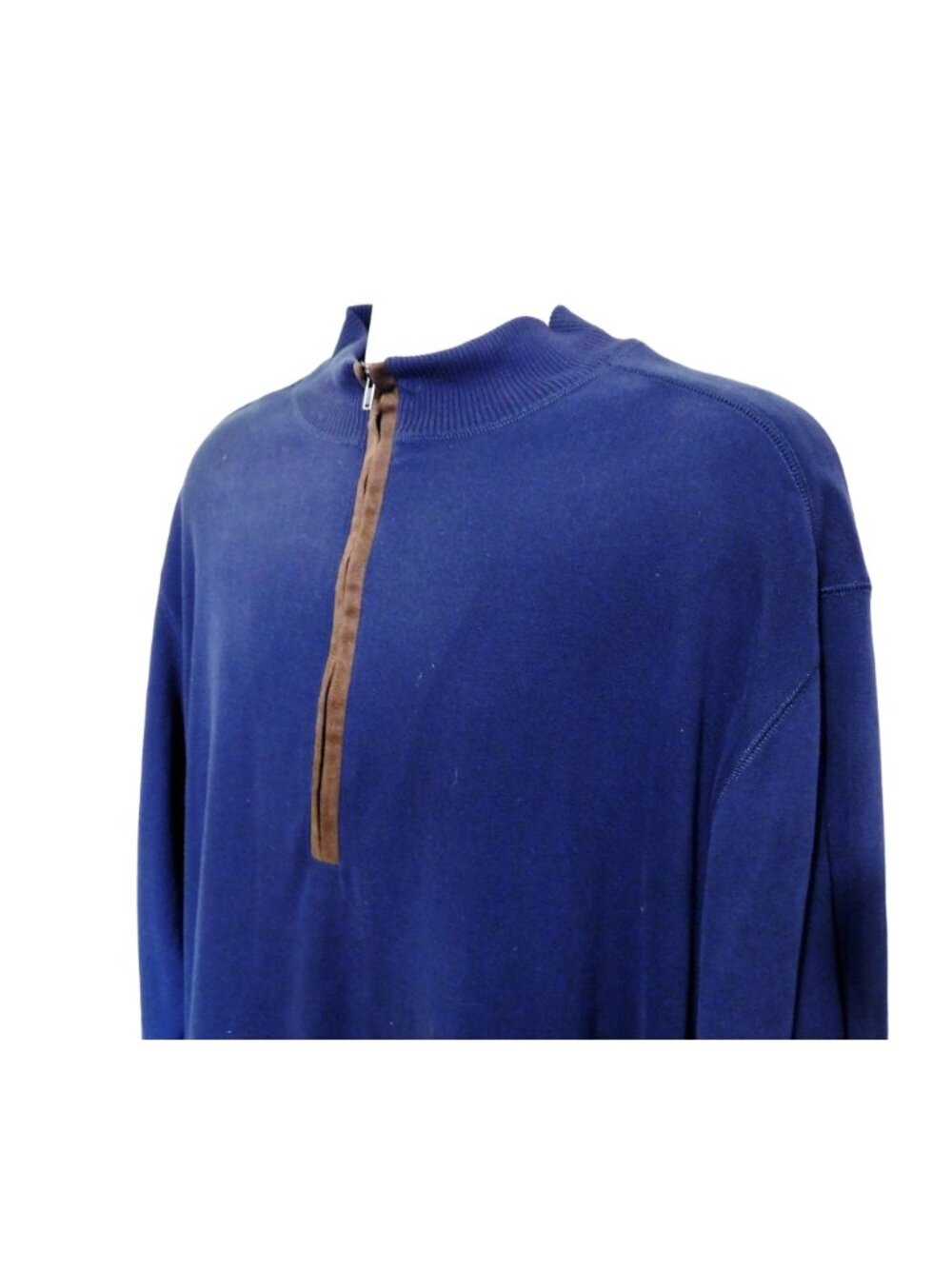 Roundtree & Yorke Pullover XL Navy Blue Half-Zip Collar Cotton Sweater - Picture 3 of 6